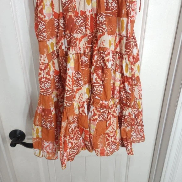 Free People Patch It Up Trapeze Slip Dress Womens S Orange Floral Sleeveless New - Picture 6 of 8